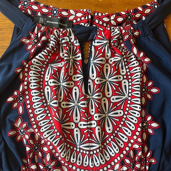 INC International Concepts Red White and Blue Halter Blouse - Picture 5 of 8